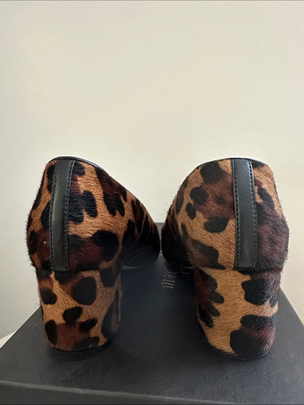 NIB. J. Crew Leopard Print Calf Hair Block Heel Pumps - size 5